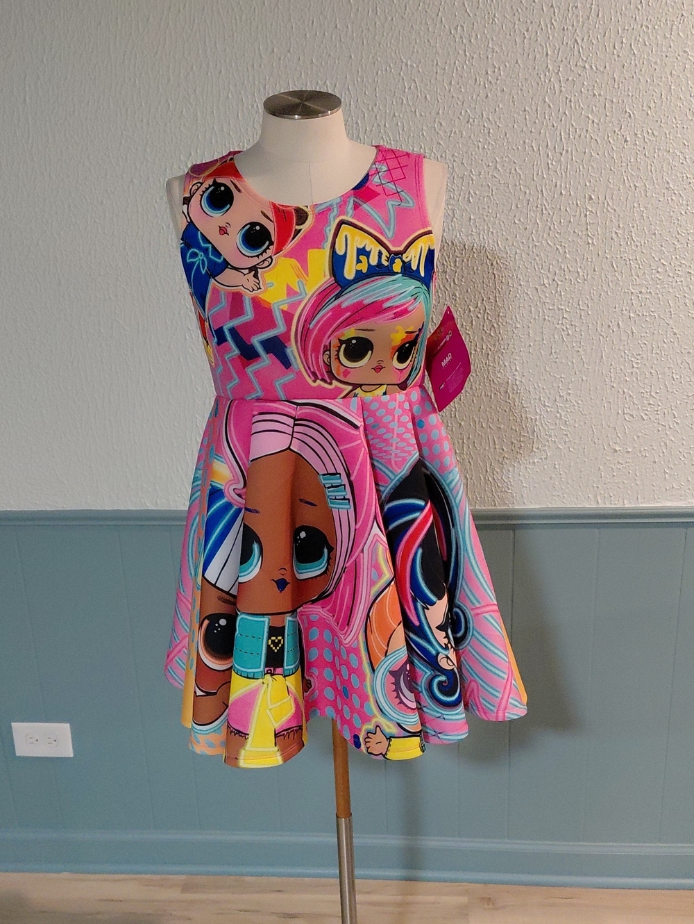 L.O.L. Surprise! Bright Pink Multicolor Character Skater Dress
